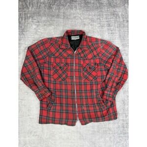 Van Heusen Jacket Mens Large‎ Red Royal Stewart Plaid Vtg 70s 80s Lightweight